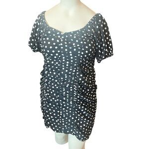 Woman Black White Polka Dot Dress Ashmey stewart